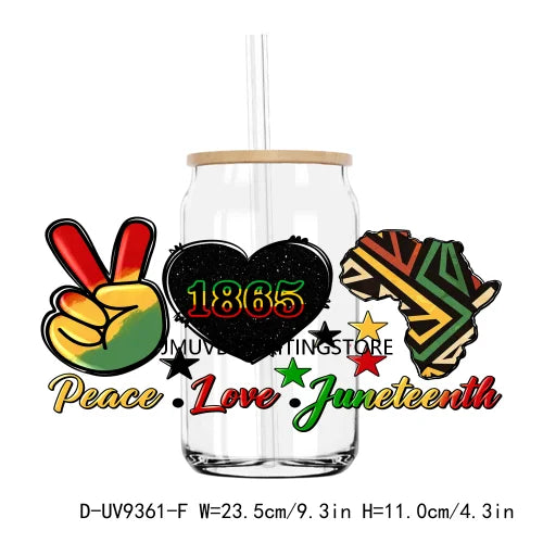 Celebrate 1865 Juneteenth Hope UV DTF Transfer Stickers Decals For Libbey Cold Cups Mug Tumbler Waterproof DIY Craft Black Power