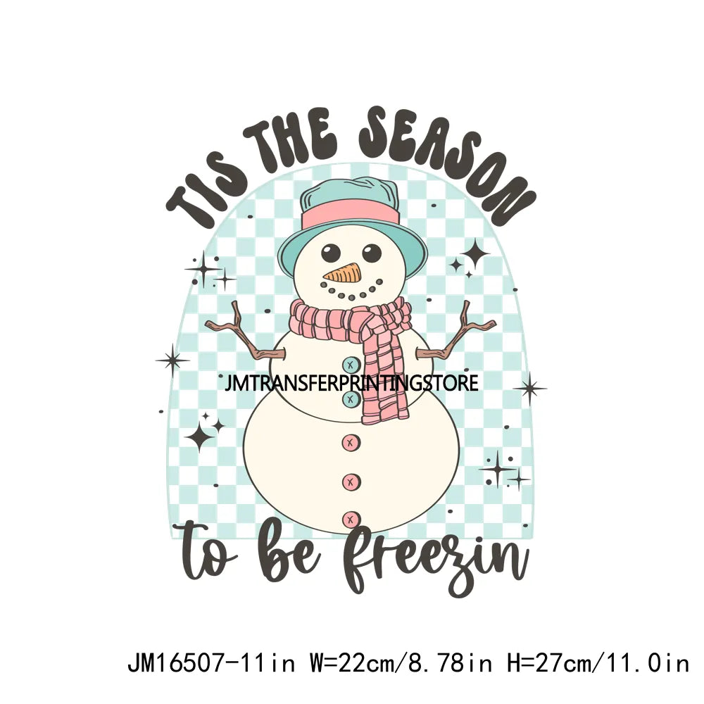 Tis the Season Merry Christmas Santa Claus Decals Frosty Snowman Christmas Spirit DTF Transfer Stickers Ready To Press For Bags