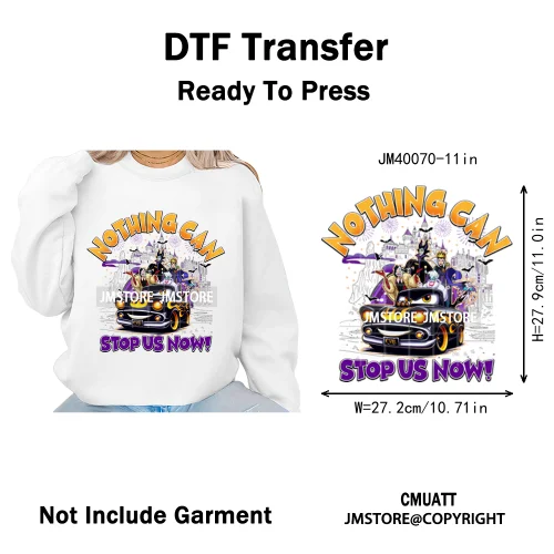 Nightmare on Main Street Pumpkin Spooky Halloween Cartoon Season Iron on DTF Heat Transfers Stickers Ready to Press for Hoodies