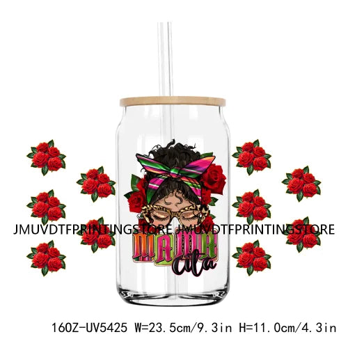 Proud Latina Chicano Girl With Rose UV DTF Transfer Stickers Decal For Libbey Cold Cups Mugs Tumbler Waterproof DIY Logo Mexican