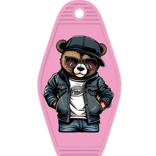 Hustle Hard Dope Bear High Quality WaterProof UV DTF Sticker For Motel Hotel Keychain Cartoon Bunny Animals