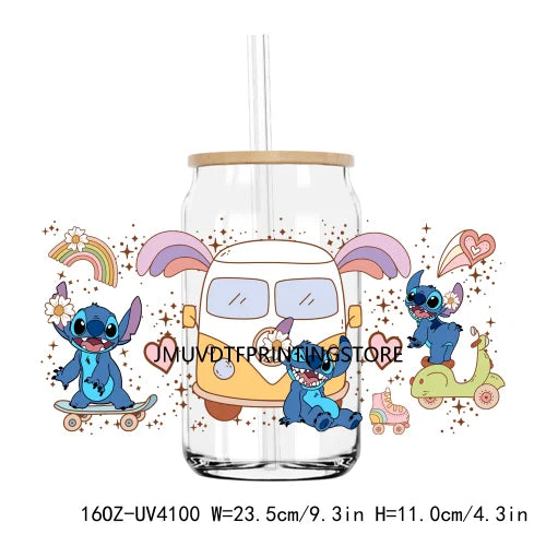 Hot Sale Movies Cartoon Princess UV DTF Sticker For 16OZ Libbey Glass Cup Can Wrap Transfer Sticker Custom Labels DIY Logo Kids