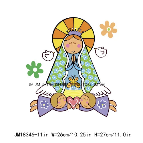 Virgencita Birgen De Guadalupe Nuestra Senora De Guadalupe  Floral Mexican Virgen Our Lady Mary DTF Transfer Sticker For Hoodies