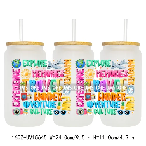 Coquette Bow Florida Softgirl Summer Trip  UV DTF Wraps Transfer Sticker Custom High Quality For 16OZ Libbey Glass Can Tumbler