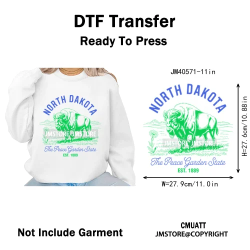 Funny US States Slogan Vacation Scenic Citycape Landmark Iron on DTF Washable Transfers Stickers Ready to Press for Textile Bags