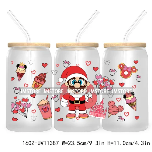 Christmas Cartoon Friends Holiday Season 16OZ UV Cup Wrap DTF Transfer Stickers For Libbey Glass Can Cup Tumbler Waterproof Logo