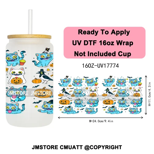 Demon Hunters Kpop Derpy Halloween Mystery Boys UV DTF Stickers Ready To Apply Cup Wrap High Quality For 16OZ Libbey Can Glass