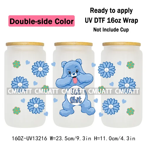 Double Side Color UV DTF Cup Wrap Transfer Stickers For 16oz Libbey Glass Customizable Durable Waterproof Selfadhesive Stickers