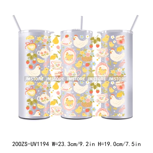 Floral Fruit Bookish Affirmation 20OZ Tumbler Wraps Ready To Ship UV DTF Transfer Stickers Waterproof Prints For Skinny Tumbler