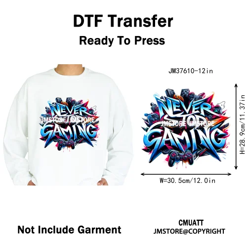 12in Old School Rap Hip Hop Music King Gaming Urban Vibes Graffiti Iron on DTF Heat Transfer Stickers Ready to Press for T-shirt