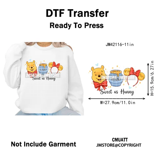 Colorful Mouse Headbands Cartoon Animal Princess Character Iron on DTF Washable Transfers Stickers Ready to Press for Clothes