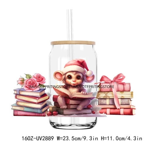 Winter Woodland Animals 16OZ UV DTF Cup Wrap Transfer Stickers Custom Labels DIY Waterproof Logo For Libbey Glass Can Snow Vibes