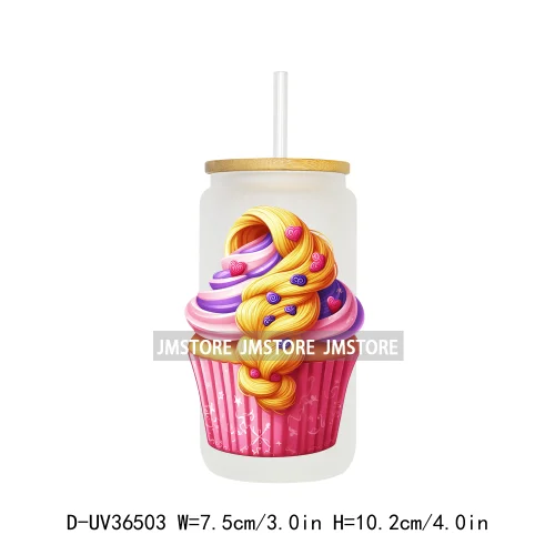 Cartoon Cupcake Sweet Treats UV DTF Transfer Stickers Decals Ready To Apply Waterproof For 16OZ Libbey Glass Can Cups Tumbler