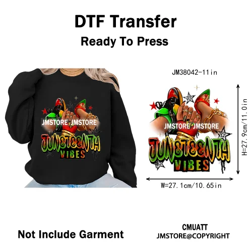 Juneteenth Vibes Black History They Not Like Us Black Queen Washable Iron on DTF Transfers Stickers Ready to Press for Clothing