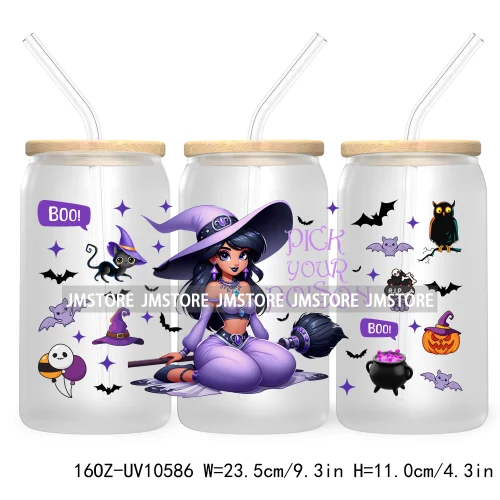 Horror Princess Halloween 16OZ UV DTF Cup Wrap Transfer Stickers Movie Killers Custom Labels For Libbey Glass Can Trick Or Treat