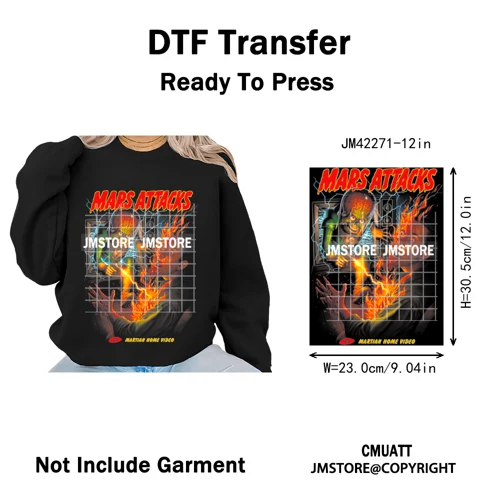 Funny Halftone Movie Series Killer Halloween Spooky Season Iron on DTF Washable Transfers Stickers Ready to Press for T-shirts