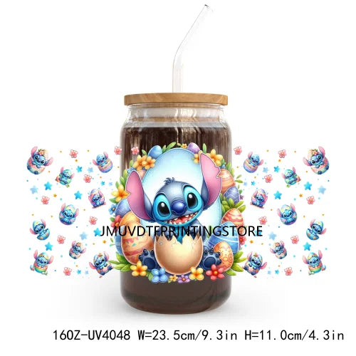 Cute Cartoon Girl With Egg UV DTF Sticker For 16OZ Libbey Glass Cup Can Wrap Transfer Sticker Custom Print DIY Logo Easter Vibes