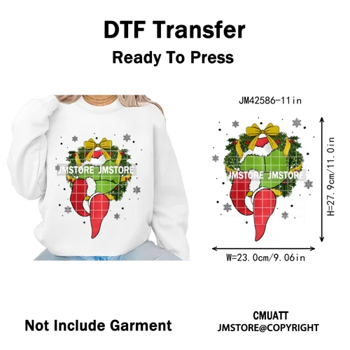 Cute Cartoon Character Coffee Cup Coquette Candy Merry Christmas Iron on DTF Heat Transfers Stickers Ready to Press for Hoodies