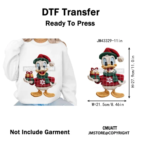 Latch Hook Faux Yarn Cartoon Movie Friends Merry Christmas Iron on Washable DTF Transfers Stickers Ready to Press for Textiles