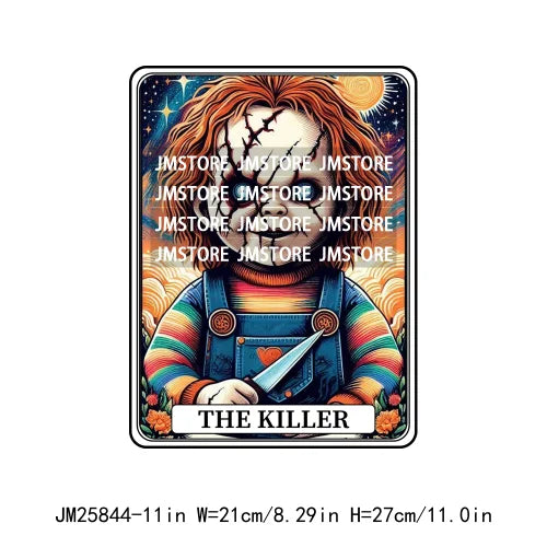 New Halloween Trickster Killer Scary Characters Tarot Cards Thermal Logos DTF Iron On Heat Press Transfers Stickers For Clothes