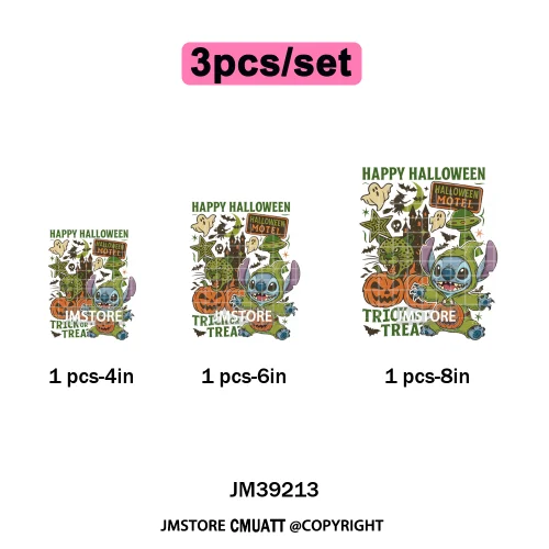 Cartoon Scary Monster Halloween Friends Season Printing Iron on DTF Washable Heat Transfers Stickers Ready to Press for Textile