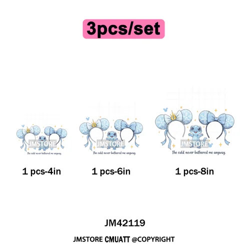 Colorful Mouse Headbands Cartoon Animal Princess Character Iron on DTF Washable Transfers Stickers Ready to Press for Clothes