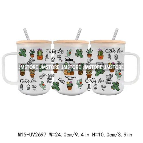 Floral Wildflowers Plants Butterfly UV DTF Glass Can Wrap For 15OZ Mug Coffee Cup Transfer Stickers DIY Custom Logo Labels