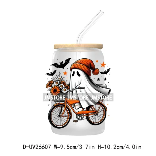 Cute Ghost Spooky Halloween UV DTF Transfer Stickers Decals For Libbey Cold Cups Mugs Tumbler Waterproof DIY Custom Logo Labels