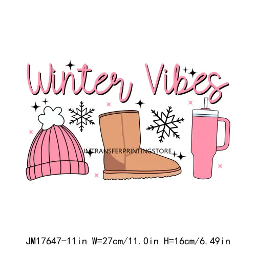 All I Need Is Cozy Winter Drink Coffee Lover Coquette Christmas Iron on Washable DTF Transfer Sticker Ready to Press for Hoodies