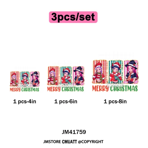 Preppy Christmas Festive Boys Girls Movie Xmas Gift Food Light Iron on DTF Washable Transfer Stickers Ready to Press for Clothes