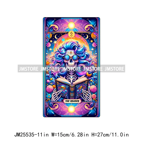 Skeleton La Maestra Chingona Smoke Women Lovers Tarot Card Printing DTF Iron On Transfer Stickers Ready To Press For Clothes Bag