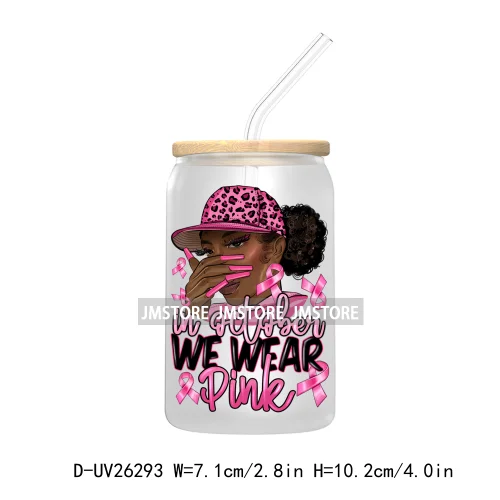 Afro woman Breast Cancer UV DTF Transfer Stickers Decals For Libbey Cold Cups Mugs Tumbler Custom Logo Labels Hope Cancer Nail