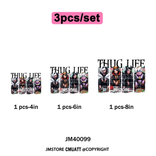 Old School Halloween Horror Movie Killer Bad Queen Thug Life Iron on DTF Washable Transfers Stickers Ready to Press for Clothes