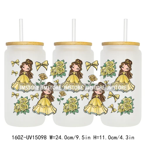 Beauty Princess And Beast UV DTF Stickers Ready to Transfer Cup Wrap Custom Labels DIY Craft For Libbey Can Glass Tumblers Mugs