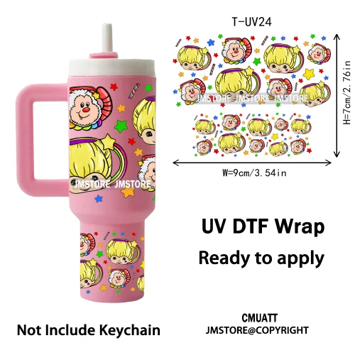 Trendy Cartoon Movies UV DTF Mini Tumbler Keychain Wraps Ready To Press High Quality Wraps UV Stickers for Tumbler Keychain