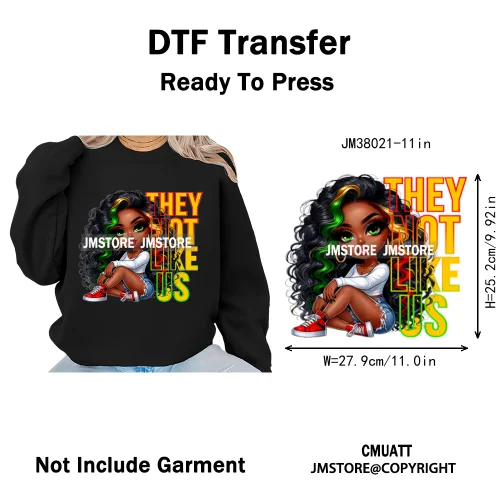 Juneteenth Vibes Black History They Not Like Us Black Queen Washable Iron on DTF Transfers Stickers Ready to Press for Clothing