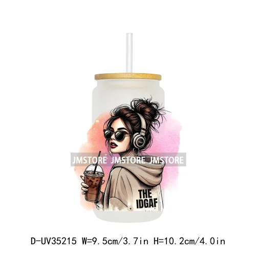 Funny Sarcastic Woman Sassy Girl UV DTF Transfer Stickers Decals Ready To Apply Waterproof For 16OZ Libbey Glass Can Cup Tumbler
