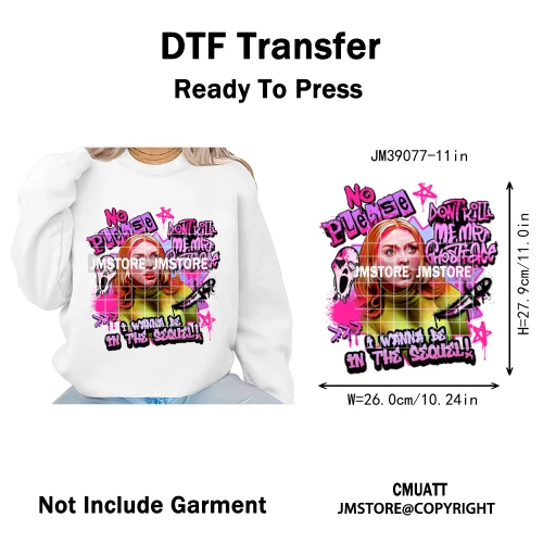 Ghoul Mum Witchy Halloween Horror Killer Movie Character Iron on DTF Washable Transfer Stickers Ready to Press for T-shirts Bags
