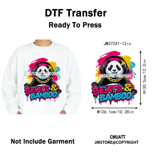 12in Cool Jungle King Beats Graffiti Hip Hop Animals Lover Iron on DTF Thermal Transfers Stickers Ready to Press for T-shirts