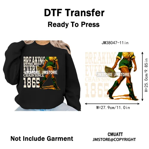 Steppin into Juneteenth Vibes Black History Independence Day Iron on DTF Heat Transfer Stickers Ready to Press for T-shirts Bags