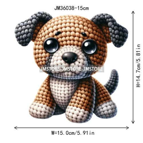 15cm 5.9in Colorful Cute Needle Hook Animal Iron On DTF Heat Transfer Sticker For Clothes Print Vinyl Washable T-Shirt Appliques