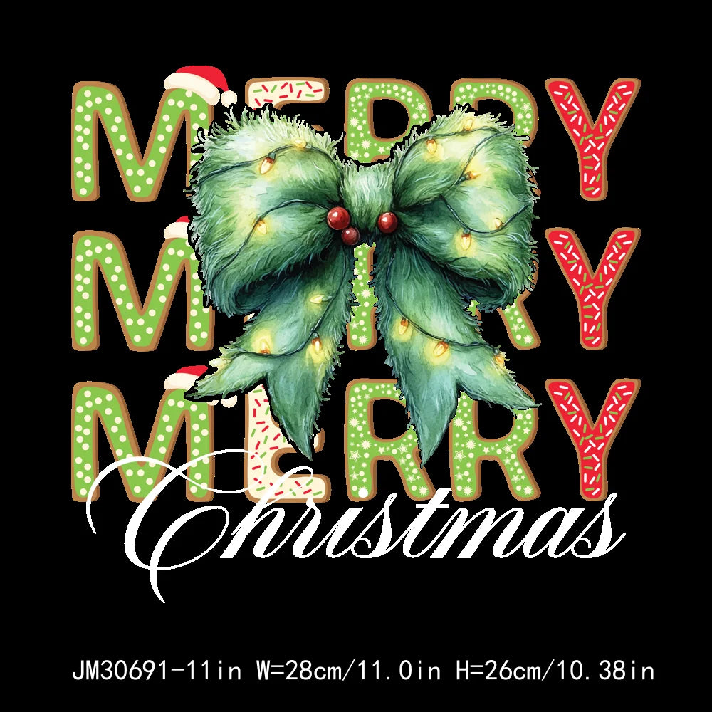 Tis The Season To Be Coquette Merry Christmas Tree Farm Fresh Light Iron On DTF Transfers Stickers Ready To Press For Hoodies