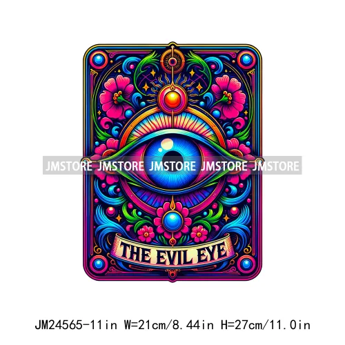 3d Evil Eye Tarot Cards Latina Mexican Culture Floral Thermal Decals DTF Iron On Transfers Stickers Ready To Press For Clothes