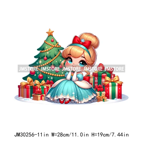 Cute Princess Red Ugly Sweater Cartoon Girls Friends Merry Christmas Iron On DTF Transfers Stickers Ready To Press For Clothing