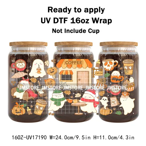 Coquette Bow Bookish Christmas Tree Gingerbread 16OZ UV DTF Cup Wraps Ready To Apply Transfer Stickers For Libbey Glass Can Mugs