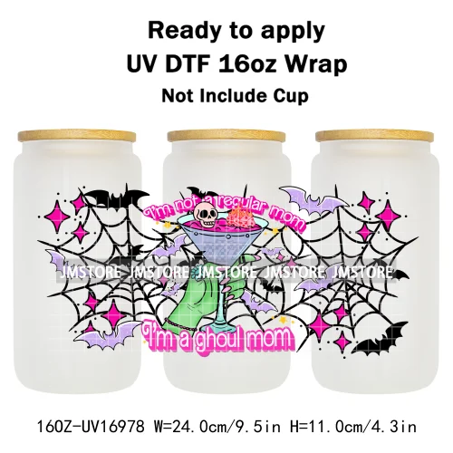 Witchy Princess Halloween Trick Or Treat 16OZ UV DTF Cup Wraps Ready To Apply Waterproof Transfer Stickers For Libbey Glass Can