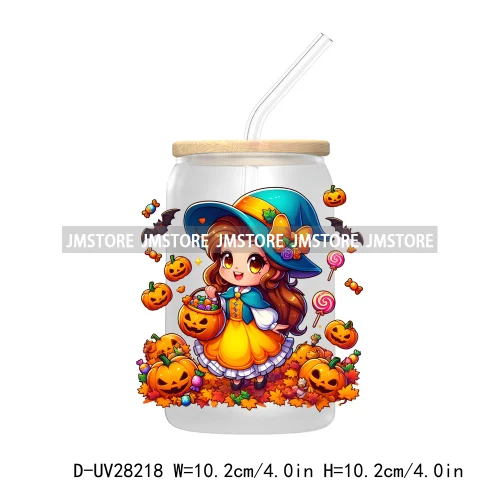 Cartoon Princess Couple Halloween Double Trouble UV DTF Transfer Stickers Decals For Libbey Cold Cup Mug Tumbler Waterproof Logo