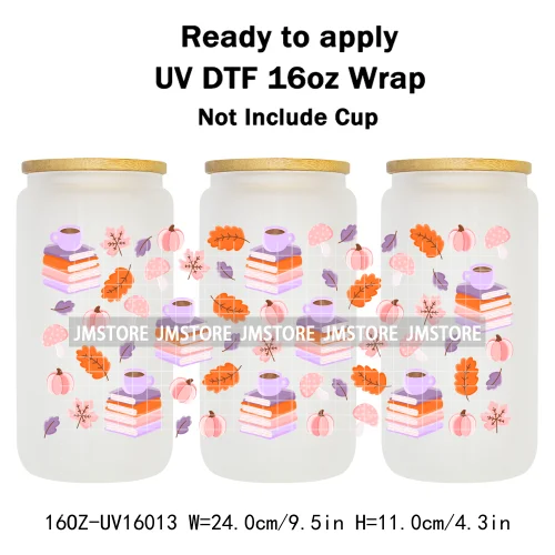 Fall Pumpkin Bow Autumn Girly UV DTF Stickers Ready To Transfer Cup Wrap Custom Labels DIY Craft For Libbey Can Glass Tumblers