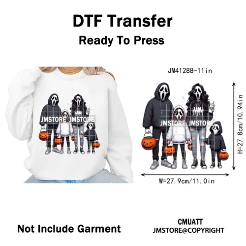 Spooky Halloween Scary Ghost Pumpkin Mama Kids Family Love Iron on Washable DTF Transfers Stickers Ready to Press for Textile