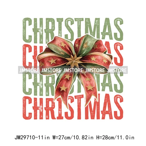 Christmas Girly Vibes Santa Winter Jesus Coquette Bow Tis The Season Iron On DTF Transfers Stickers Ready To Press For Clothes